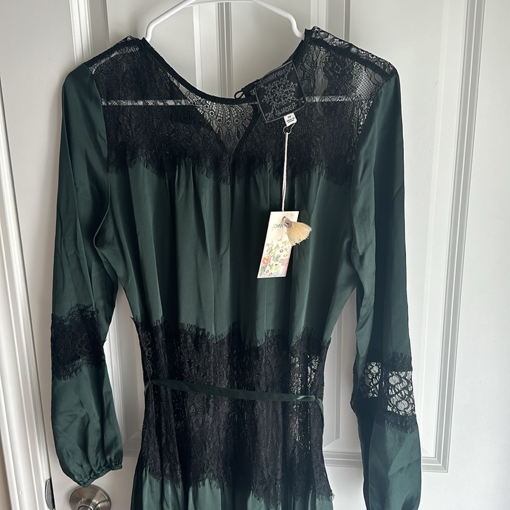 New Women’s Johnny Was Midnight 100% Silk Maxi Dress (musing black slip!) - Picture 10 of 13
